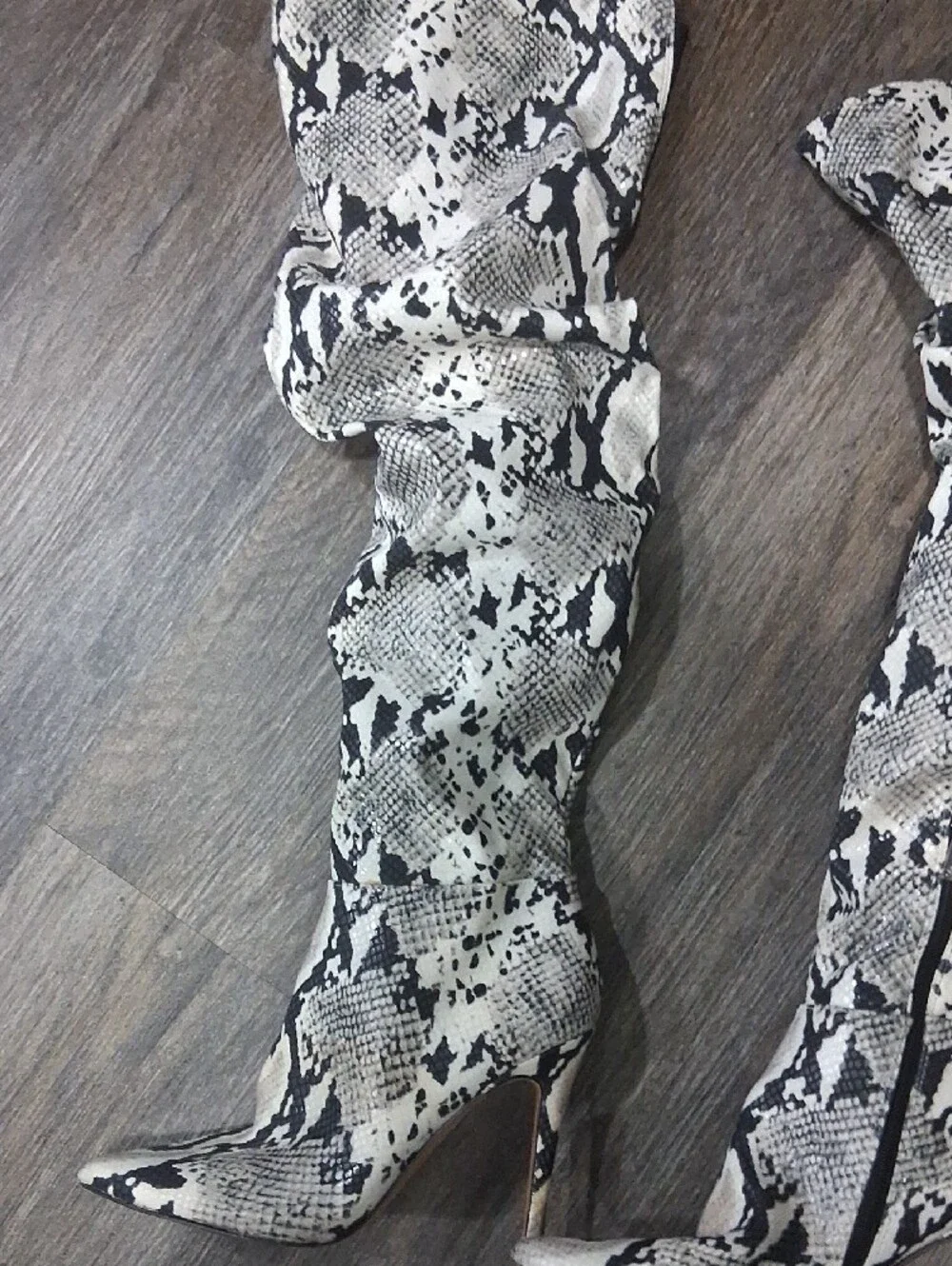 Jessica Simpson Black & White Python-Print Over-the-Knee Stiletto Boots